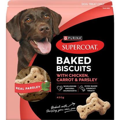 Supercoat Baked Biscuits Dog Treats With Chicken Carrot & Parsley 400g