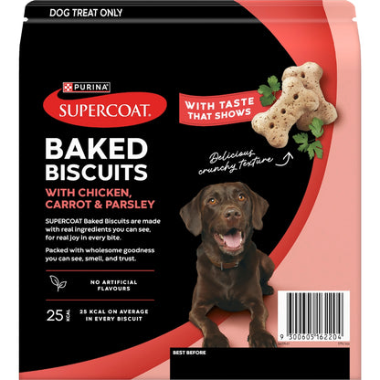 Supercoat Baked Biscuits Dog Treats With Chicken Carrot & Parsley 400g