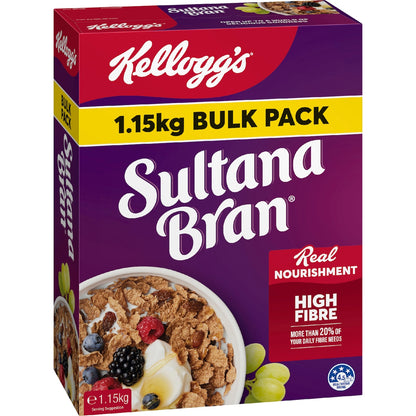Kelloggs Sultana Bran High Fibre Breakfast Cereal Bulk Pack 1.15kg