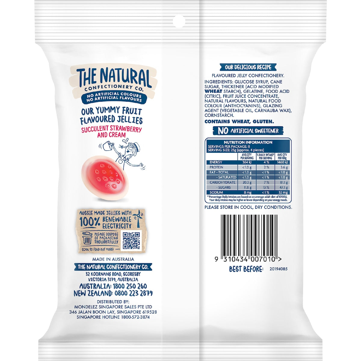 The Natural Confectionery Co. Strawberries & Cream Jellies 200g