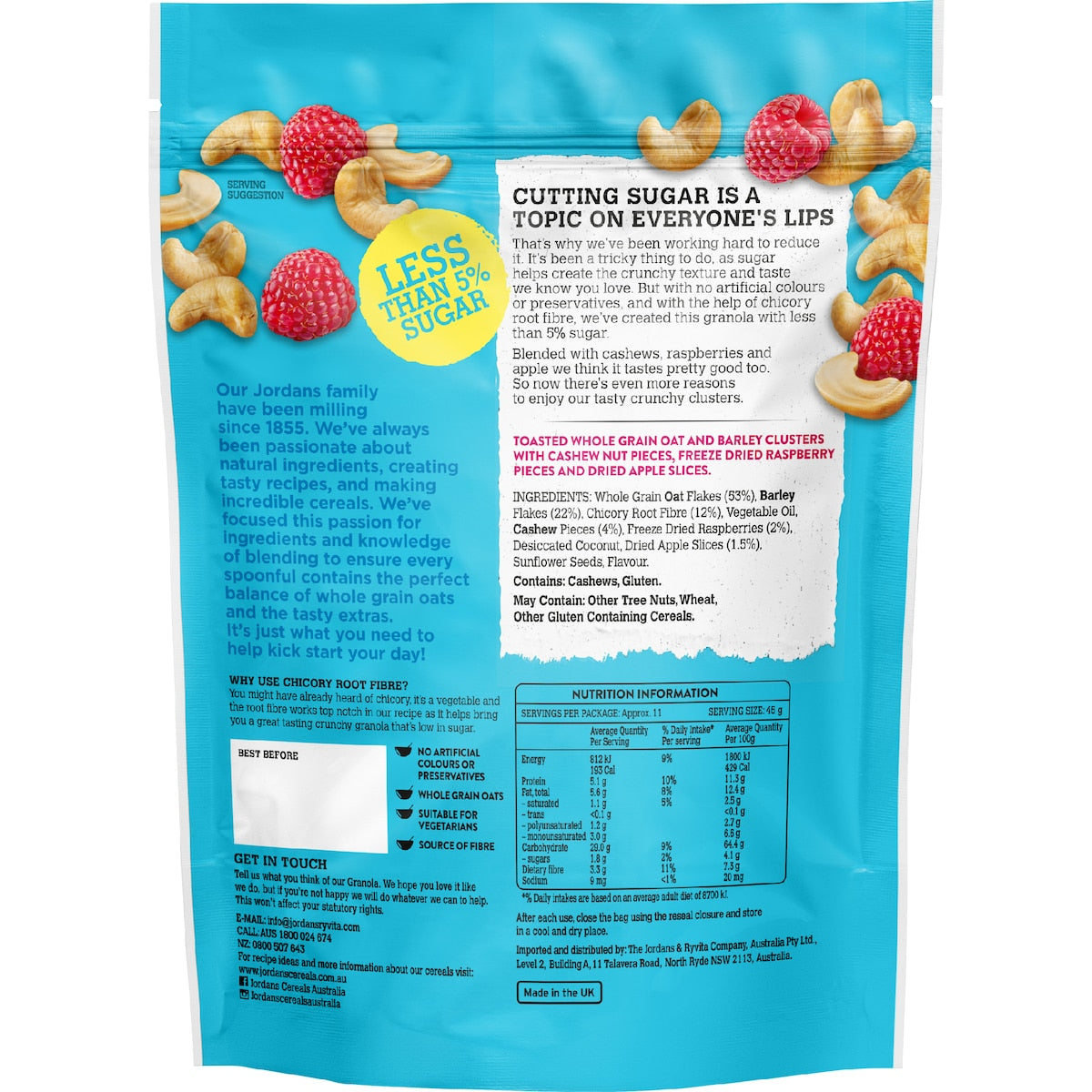 Jordans Low Sugar Granola Cashew & Raspberry 500g