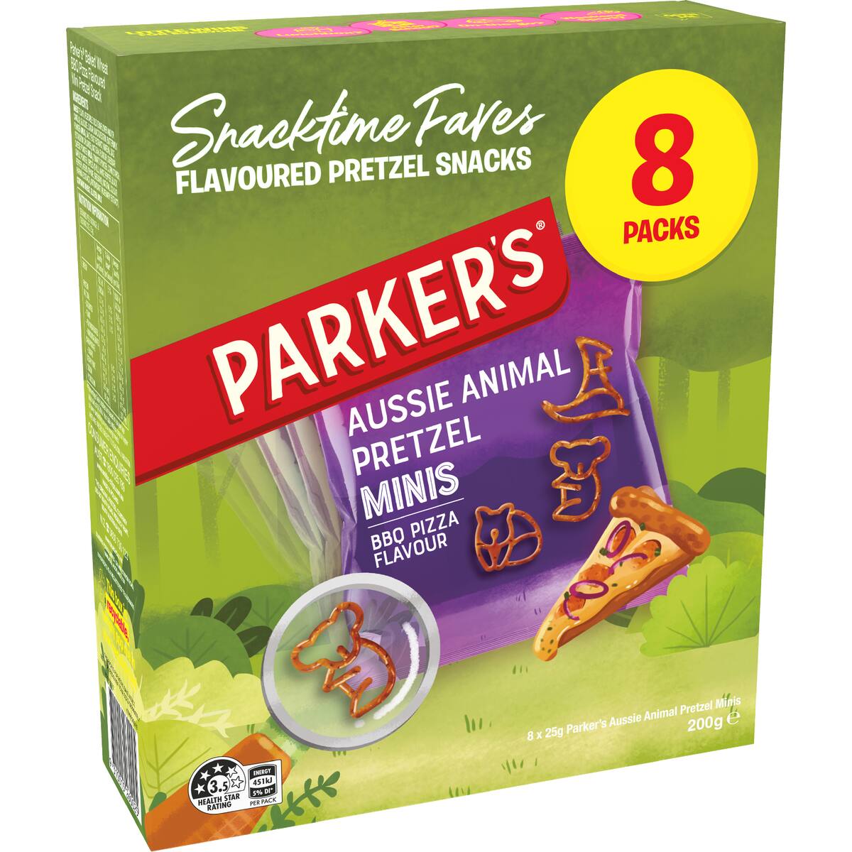 Parker's Aussie Animal Pretzels Bbq Pizza 8 Pack