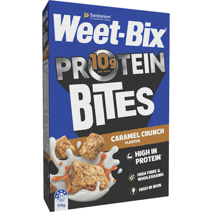 Weet-bix Protein Bites Caramel Crunch Breakfast Cereal 510g
