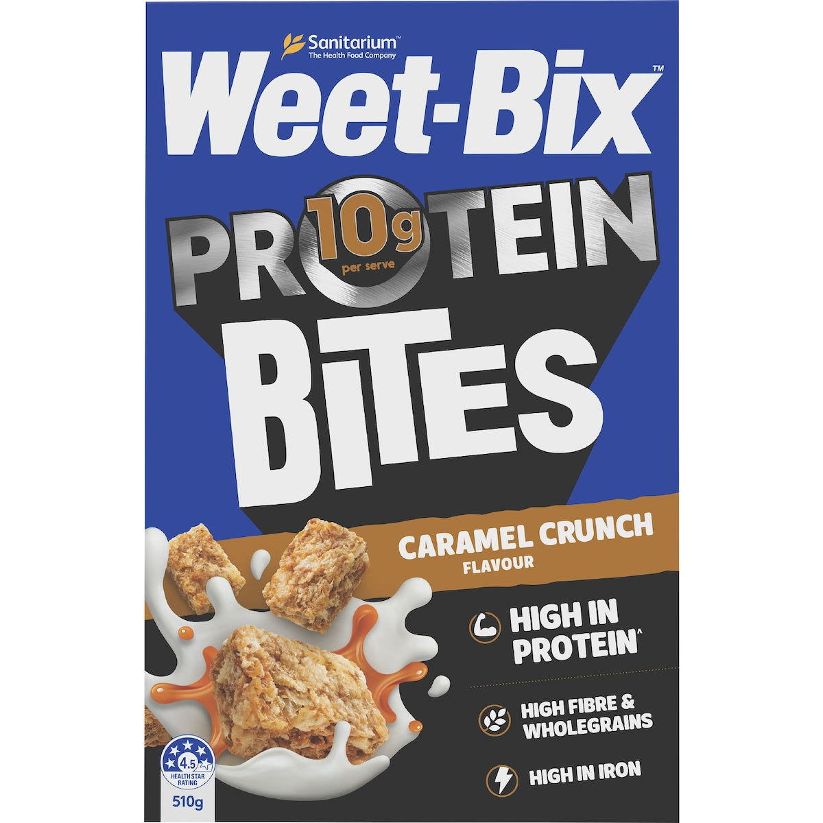 Weet-bix Protein Bites Caramel Crunch Breakfast Cereal 510g