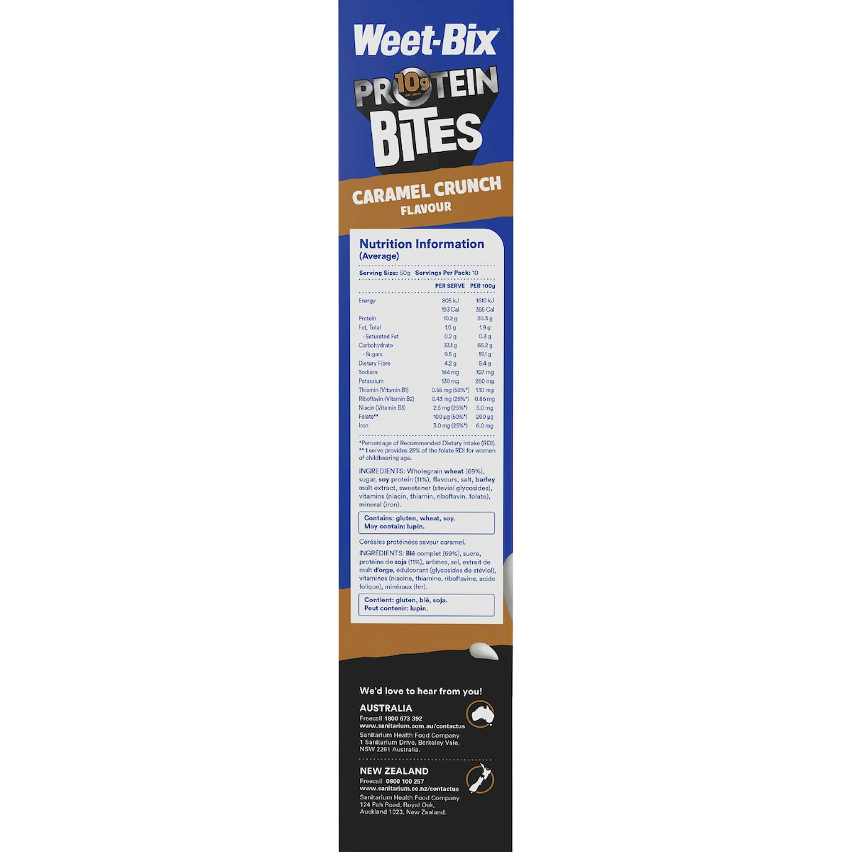 Weet-bix Protein Bites Caramel Crunch Breakfast Cereal 510g