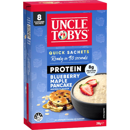 Uncle Tobys Oats Protein Quick Sachets Blueberry Maple Pancake 8 Pack