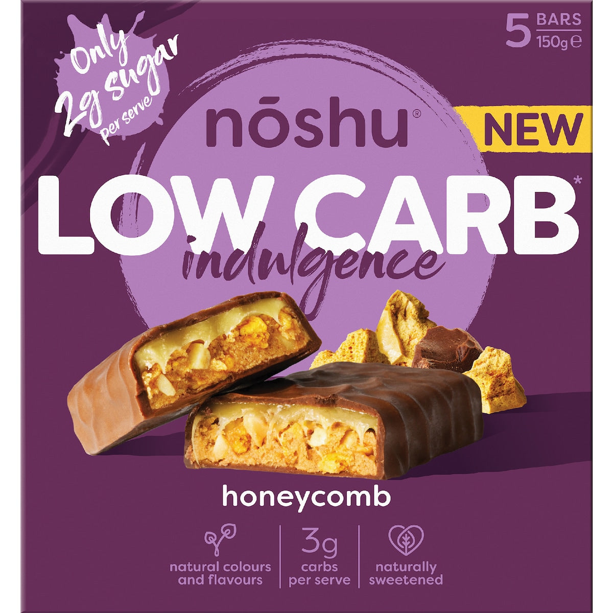 Noshu Low Carb Honeycomb Indulgence Bars 5 Pack