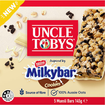Uncle Tobys Muesli Bar Milkybar Cookies 145g 5 Pack