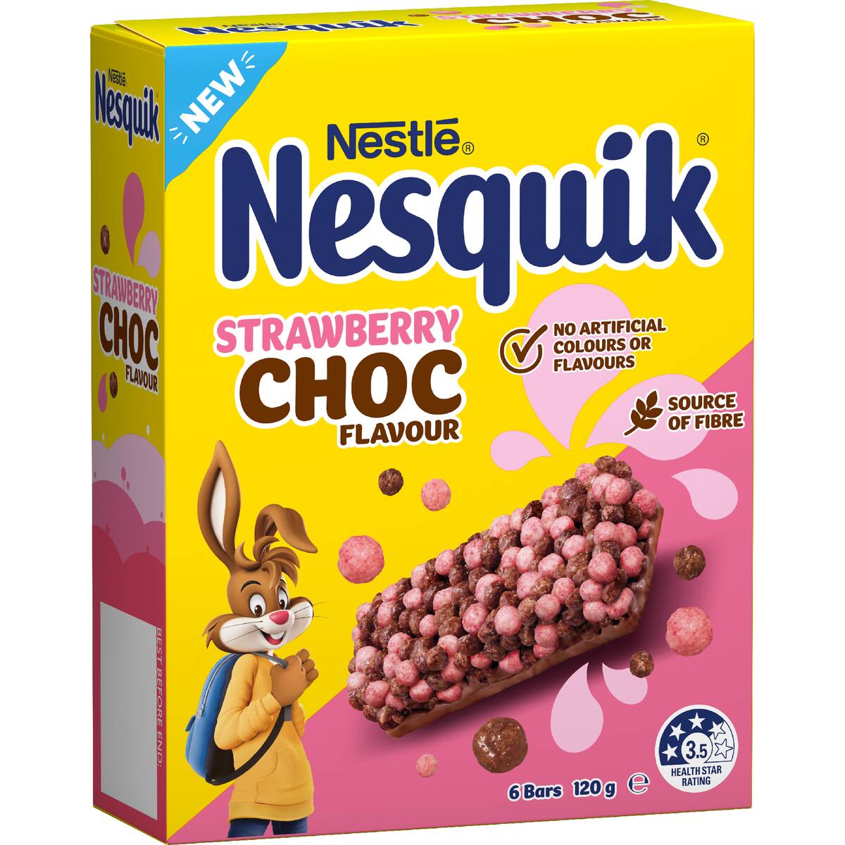 Nesquik Cereal Bars Strawberry Choc 120g 6 Pack