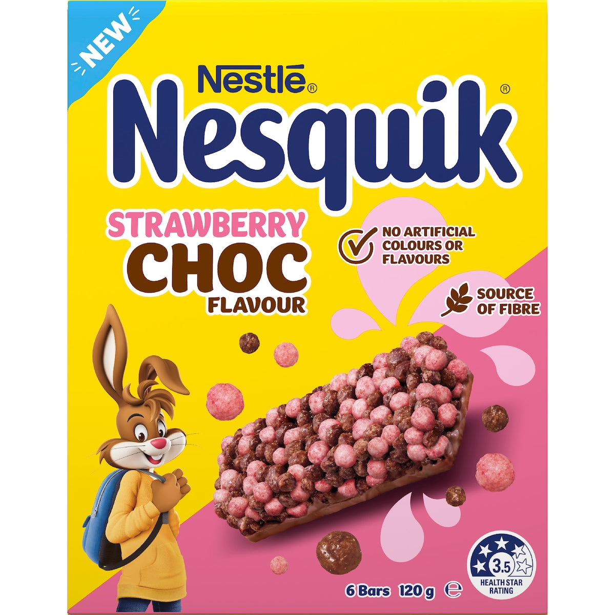 Nesquik Cereal Bars Strawberry Choc 120g 6 Pack