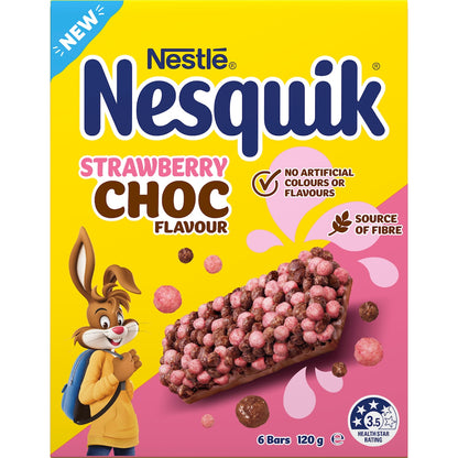 Nesquik Cereal Bars Strawberry Choc 120g 6 Pack
