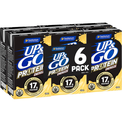 Up&go Protein Energize Liquid Breakfast Banana 250ml X 6 Pack