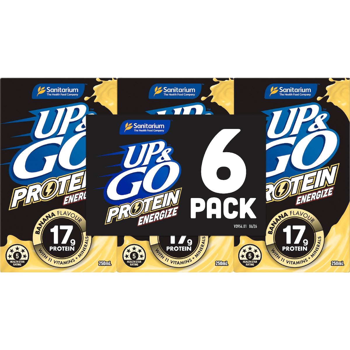 Up&go Protein Energize Liquid Breakfast Banana 250ml X 6 Pack