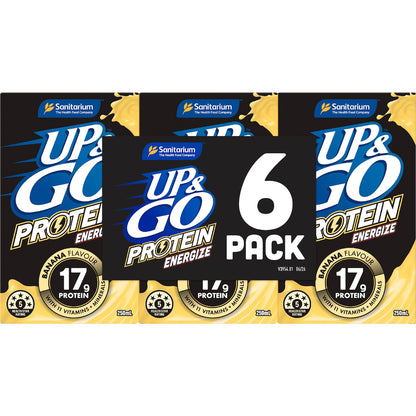 Up&go Protein Energize Liquid Breakfast Banana 250ml X 6 Pack