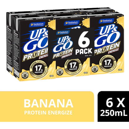 Up&go Protein Energize Liquid Breakfast Banana 250ml X 6 Pack