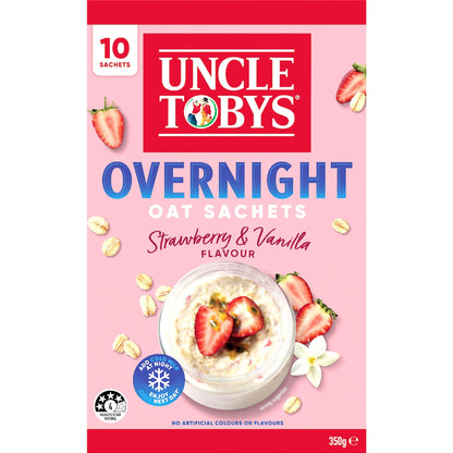 Uncle Tobys Overnight Oat Sachets Strawberry & Vanilla 10 Pack