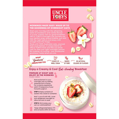 Uncle Tobys Overnight Oat Sachets Strawberry & Vanilla 10 Pack