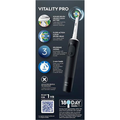 Oral-b Vitality Pro Rechargeable Toothbrush Deeper Clean Black Each