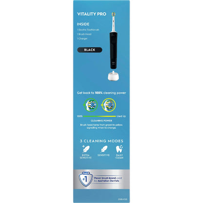 Oral-b Vitality Pro Rechargeable Toothbrush Deeper Clean Black Each