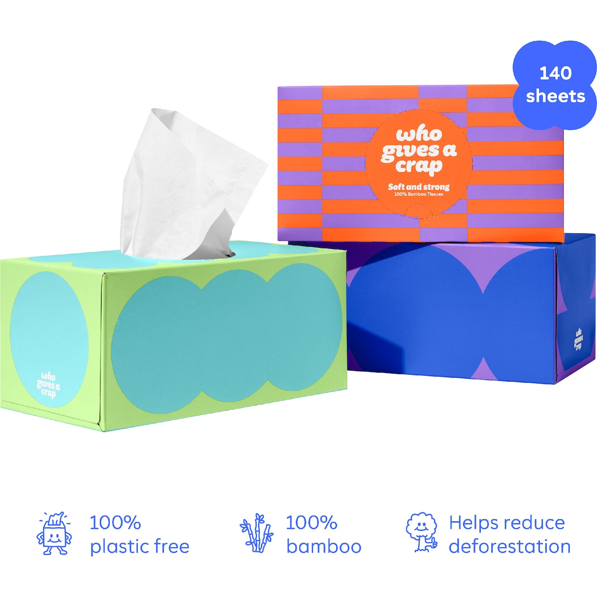 Who Gives A Crap 3ply Tissues Assorted 140 Pack