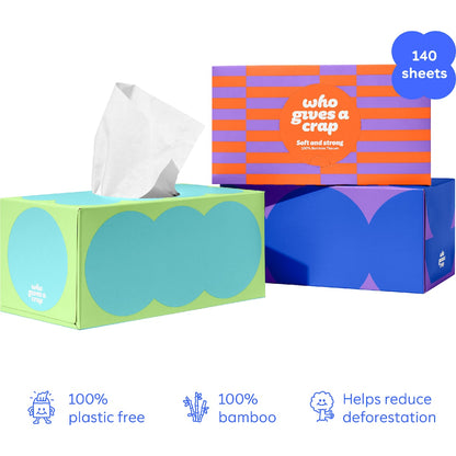 Who Gives A Crap 3ply Tissues Assorted 140 Pack