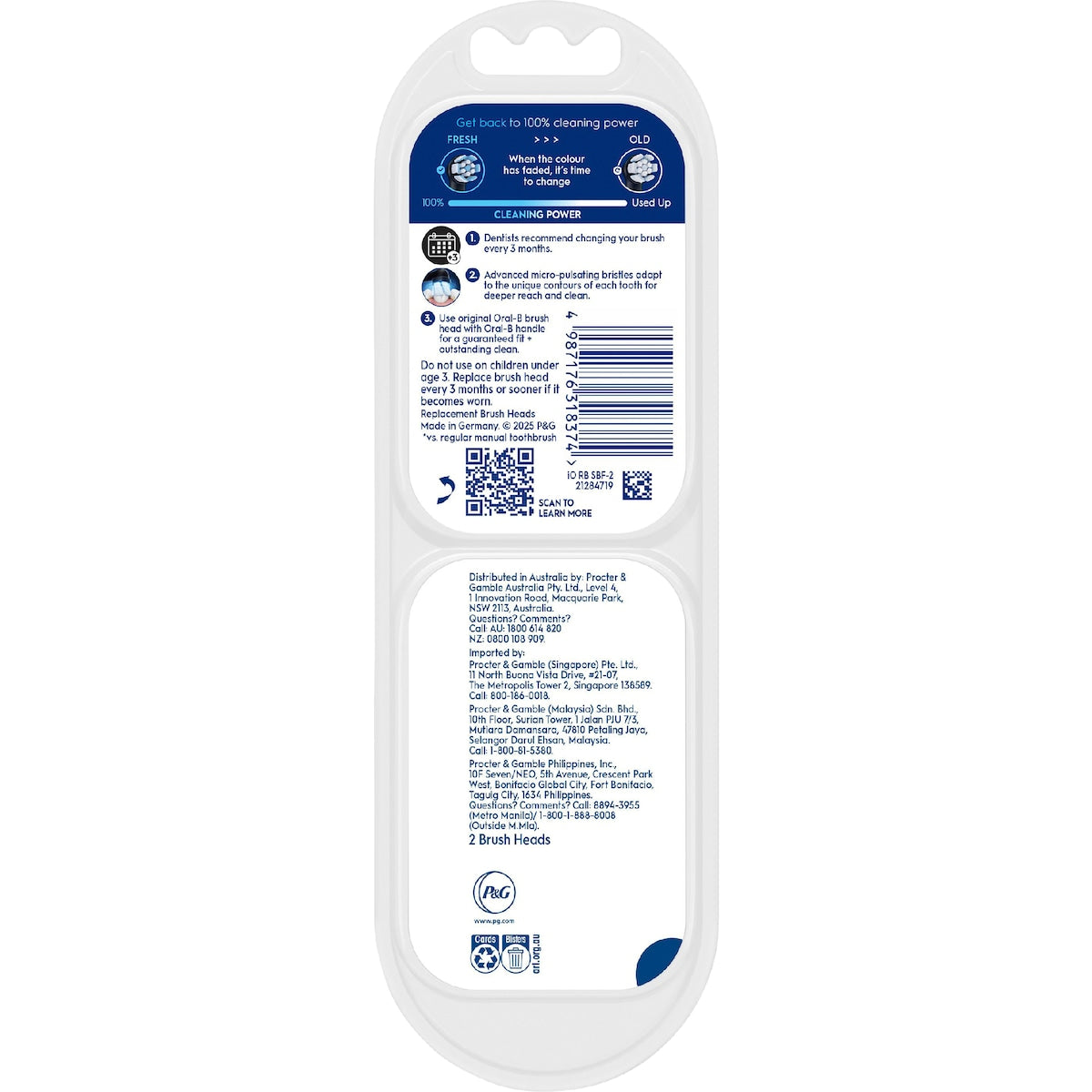 Oral-b Io Clean & Gum Sensitive Toothbrush Replacement Heads 2 Pack