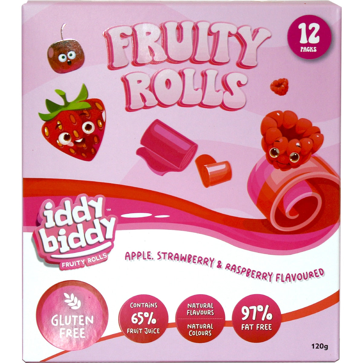 Iddy Biddy Fruity Rolls Apple Strawberry & Raspberry 12 Pack