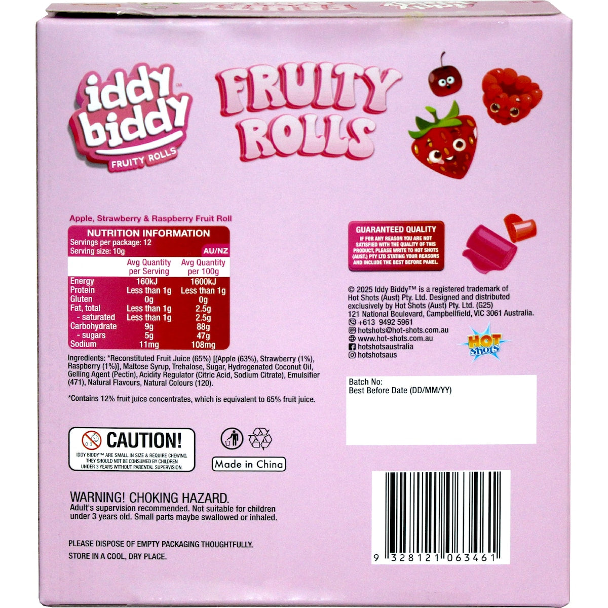 Iddy Biddy Fruity Rolls Apple Strawberry & Raspberry 12 Pack