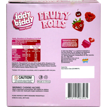Iddy Biddy Fruity Rolls Apple Strawberry & Raspberry 12 Pack