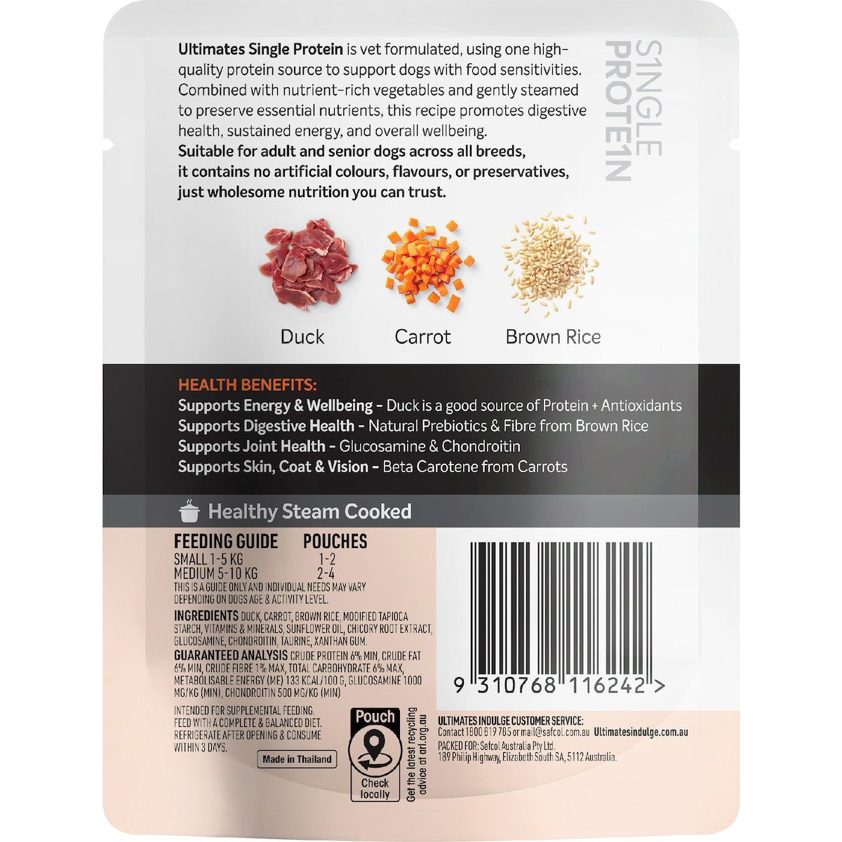 Ultimates Indulge Wet Dog Food Single Protein Duck 100g