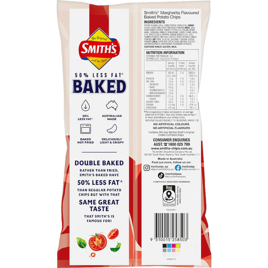 Smiths Crinkle Cut Baked Fusion Potato Chips Margherita 130g