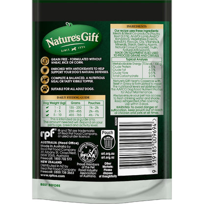 Natures Gift Grain Free Wet Dog Food Gravy Casserole With Beef Pouch 100g