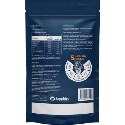 True Blue Natures Dental Dog Chews Aussie Chicken Necks 100g