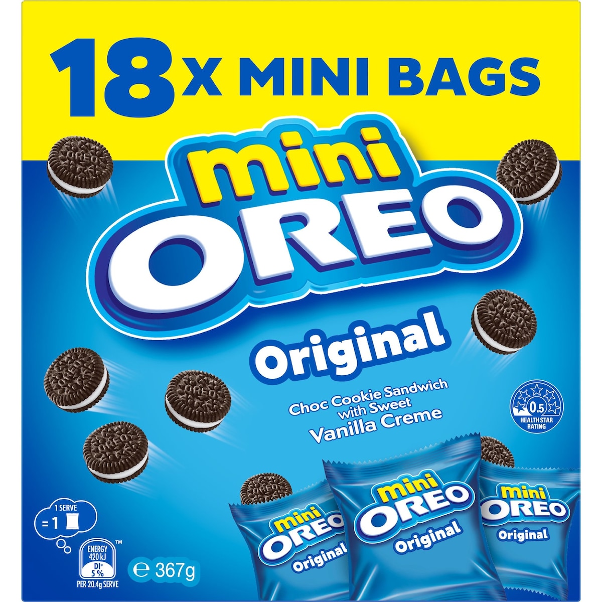 Oreo Mini Cookies Original Bags 18 Pack 367g