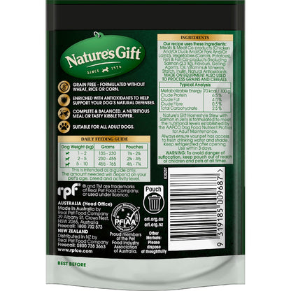 Natures Gift Grain Free Wet Dog Food Stew Jelly With Salmon Pouch 100g