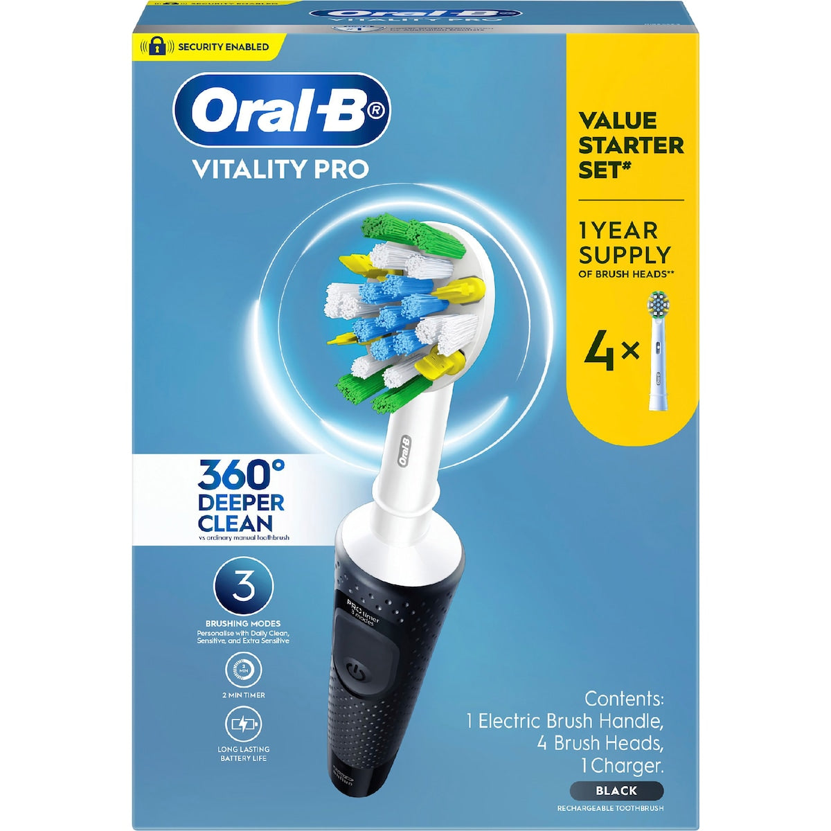 Oral-b Vitality Pro Set Rechargeable Toothbrush Deeper Clean Black Each