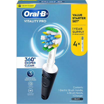 Oral-b Vitality Pro Set Rechargeable Toothbrush Deeper Clean Black Each