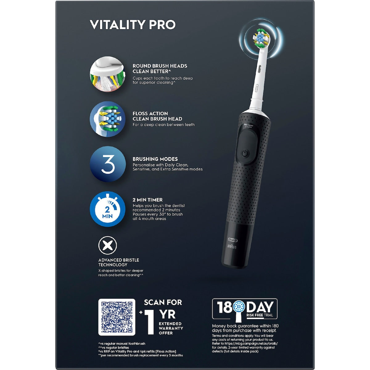 Oral-b Vitality Pro Set Rechargeable Toothbrush Deeper Clean Black Each