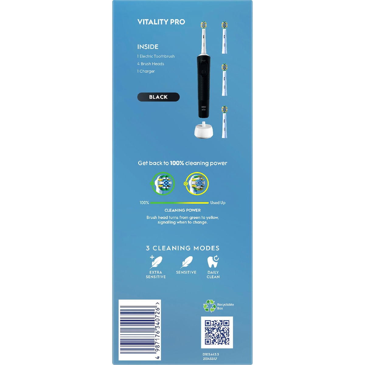 Oral-b Vitality Pro Set Rechargeable Toothbrush Deeper Clean Black Each