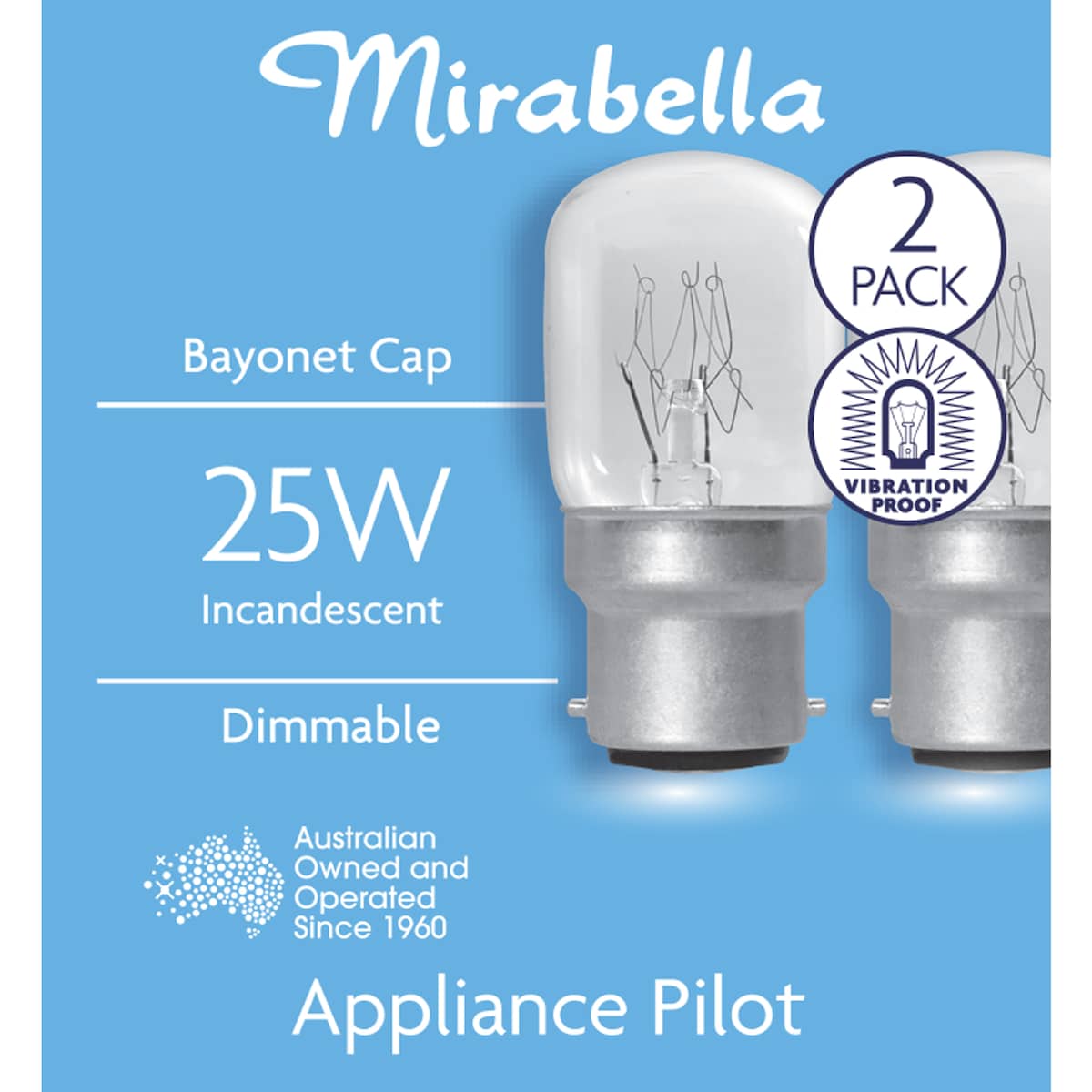 Mirabella Appliance Globe Bc 25w 2 Pack