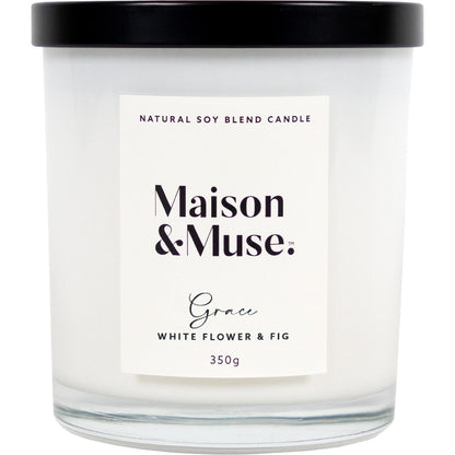 Maison & Muse Natural Soy Blend Candle Grace White Flower & Fig 350g