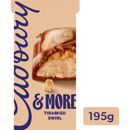 Cadbury & More Tiramisu Swirl Chocolate Block 195g