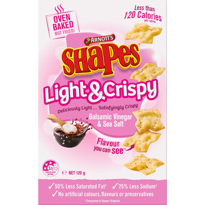 Arnotts Shapes Light & Crispy Vinegar & Sea Salt Crackers 120g