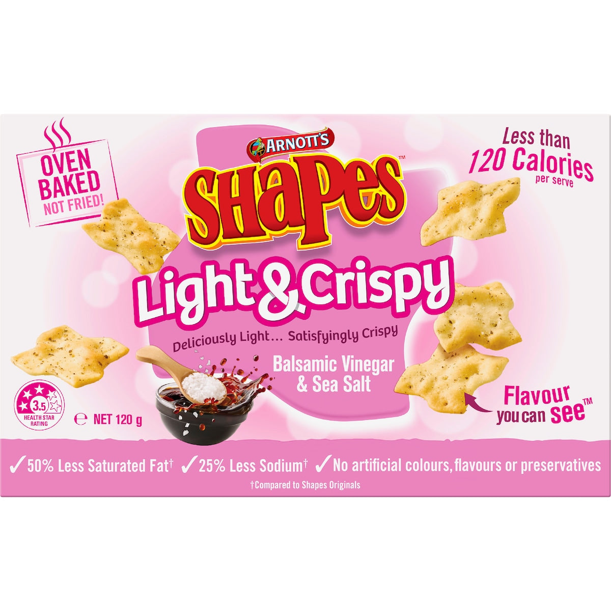 Arnotts Shapes Light & Crispy Vinegar & Sea Salt Crackers 120g