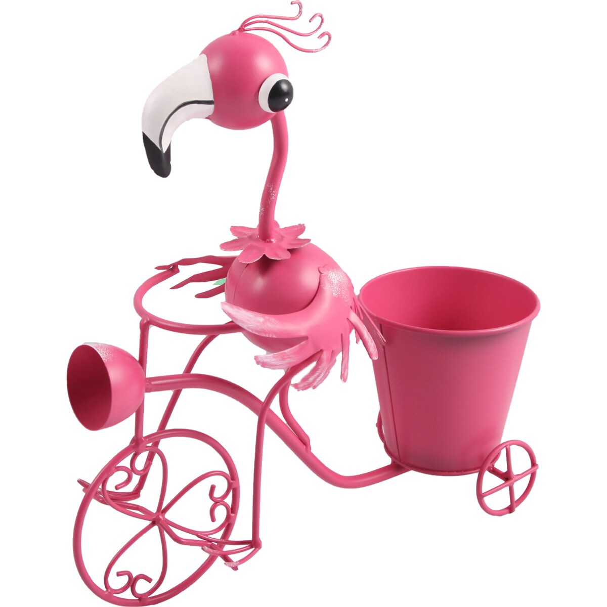 Green Gardener Metal Pot Flamingo Bicycle Each