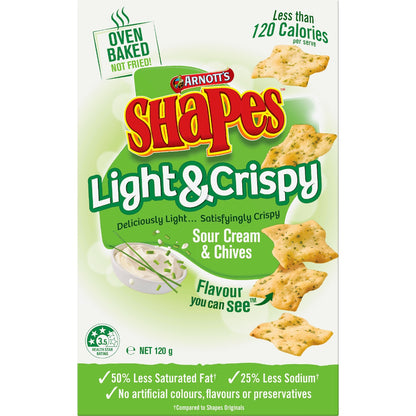 Arnotts Shapes Light & Crispy Sour Cream & Chives Crackers 120g