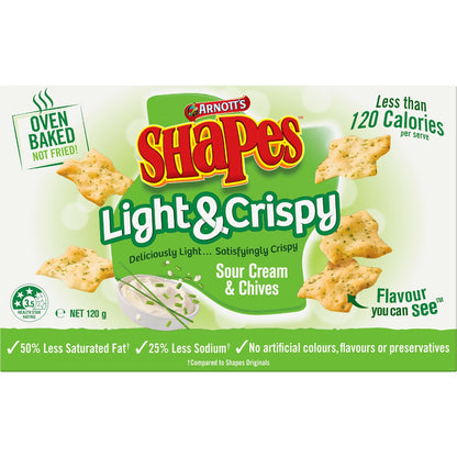 Arnotts Shapes Light & Crispy Sour Cream & Chives Crackers 120g