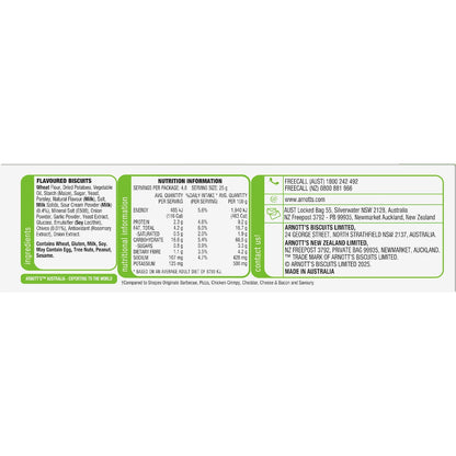 Arnotts Shapes Light & Crispy Sour Cream & Chives Crackers 120g