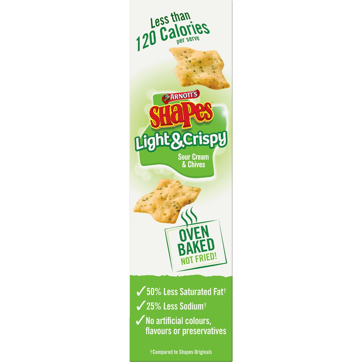 Arnotts Shapes Light & Crispy Sour Cream & Chives Crackers 120g