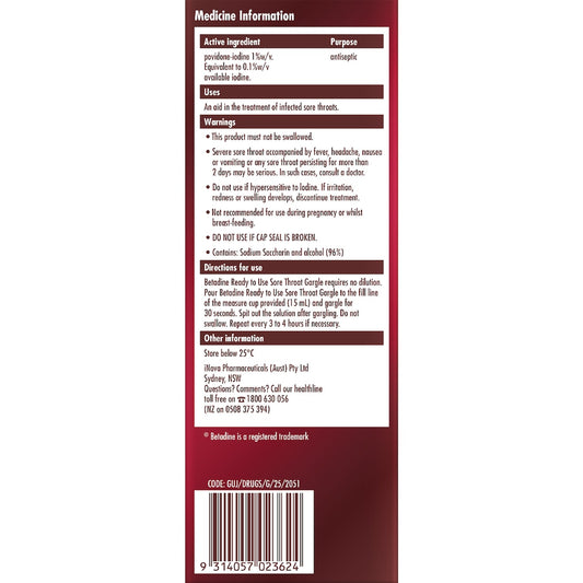Betadine Sore Throat Gargle 200ml